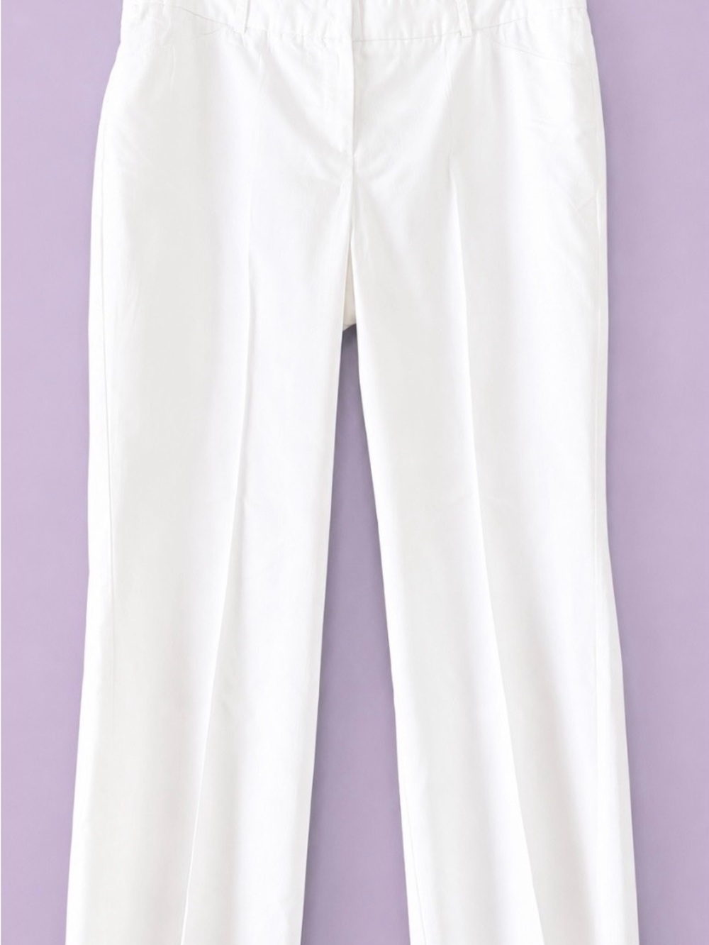Larry Levine White Straight Leg Trousers Size 14 Classic Minimalist Career Pants
